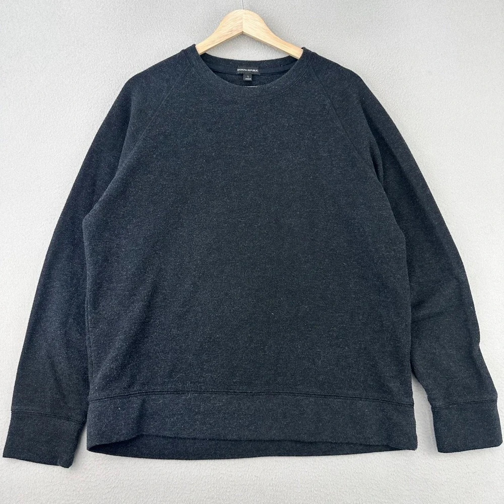 Banana Republic Waffle Knit‎ Crewneck Sweater Mens L Long Sleeve Cotton Office